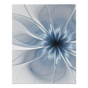 Soft and tenderness blue fractal fantasy flower cu poster