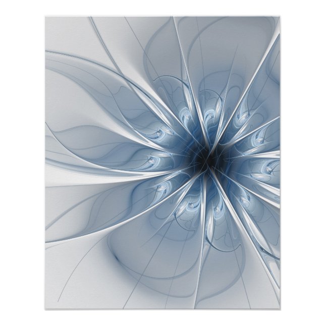Soft and tenderness blue fractal fantasy flower cu poster (Front)