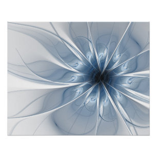 Soft and tenderness blue fractal fantasy flower cu poster