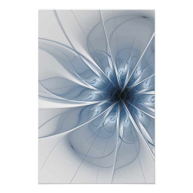 Soft and tenderness blue fractal fantasy flower cu poster (Front)
