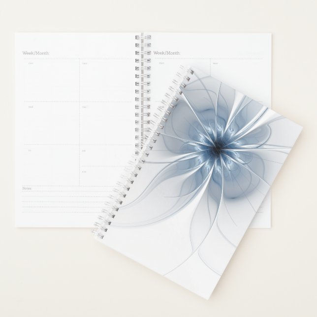 Soft and tenderness blue fractal fantasy flower planner (Display)