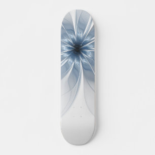 Soft and tenderness blue fractal fantasy flower skateboard