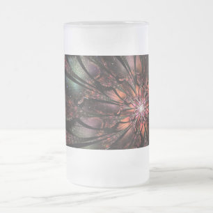 Soft and tenderness fractal fantasy flower frosted glass beer mug
