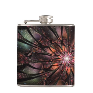 Soft and tenderness fractal fantasy flower hip flask