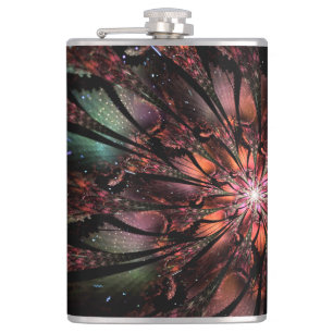 Soft and tenderness fractal fantasy flower   hip flask