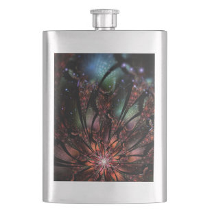 Soft and tenderness fractal fantasy flower   hip flask
