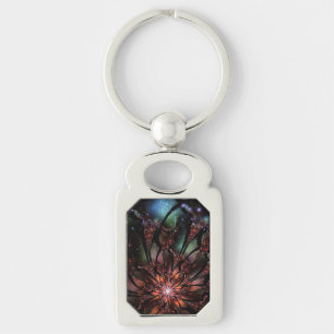 Soft and tenderness fractal fantasy flower key ring