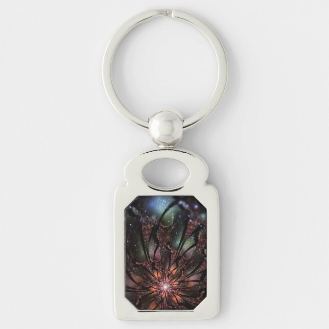 Soft and tenderness fractal fantasy flower  key ring (Front)