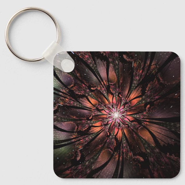 Soft and tenderness fractal fantasy flower   key ring (Front)