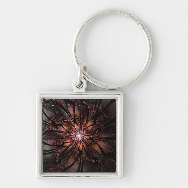 Soft and tenderness fractal fantasy flower key ring (Front)
