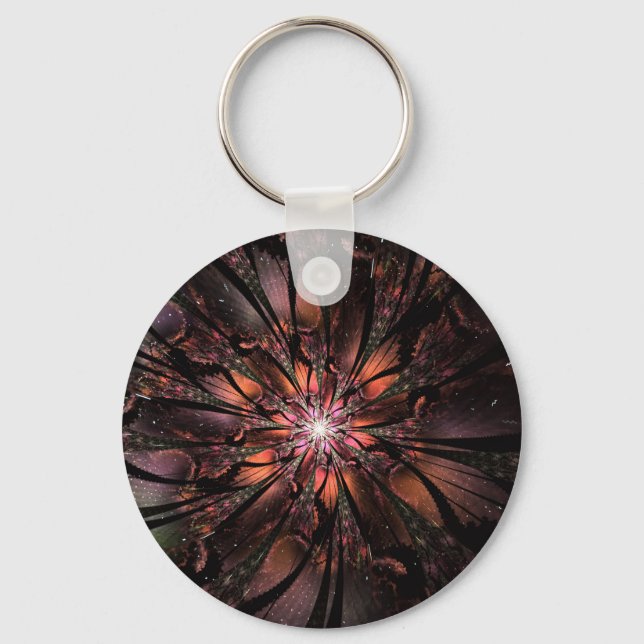 Soft and tenderness fractal fantasy flower key ring (Front)