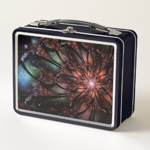 Soft and tenderness fractal fantasy flower   metal lunch box