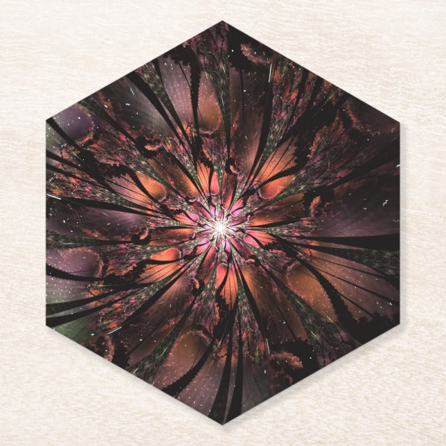 Soft and tenderness fractal fantasy flower  paper coaster (Front)