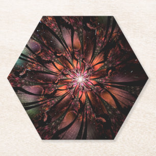 Soft and tenderness fractal fantasy flower paper coaster