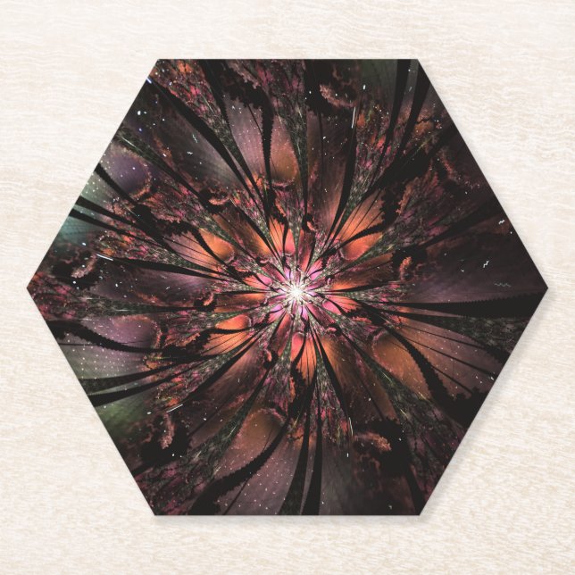 Soft and tenderness fractal fantasy flower   paper coaster (Front)