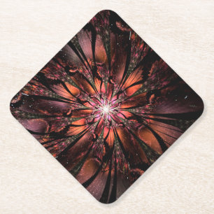 Soft and tenderness fractal fantasy flower paper coaster