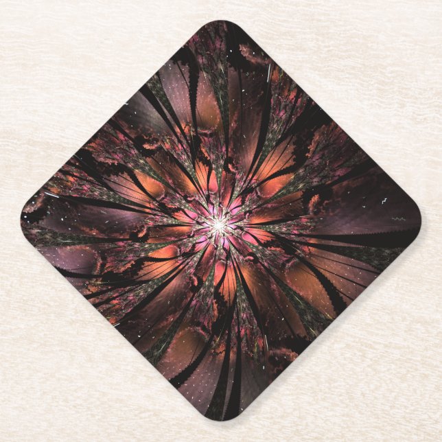 Soft and tenderness fractal fantasy flower  paper coaster (Front)