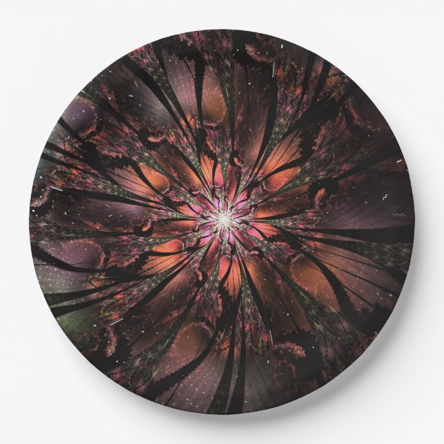 Soft and tenderness fractal fantasy flower paper plate (Front)