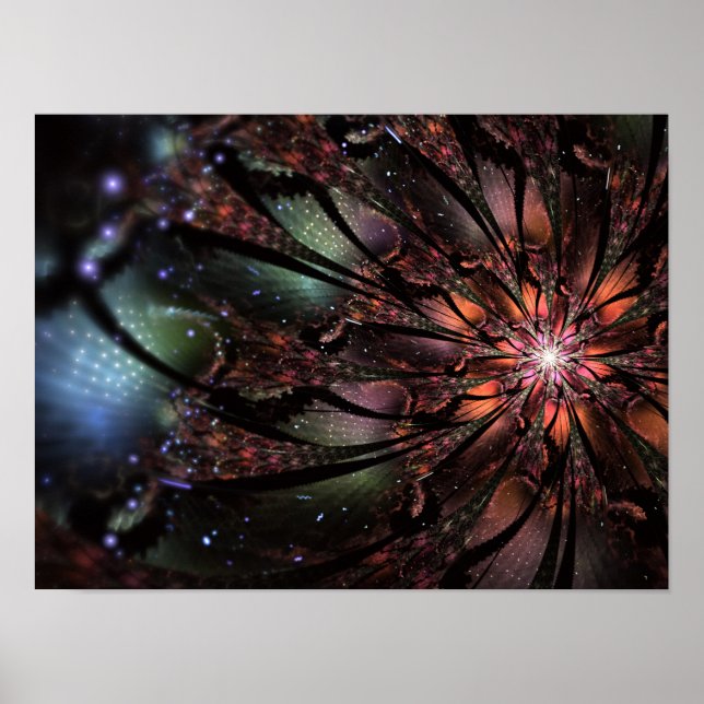 Soft and tenderness fractal fantasy flower poster (Front)