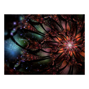 Soft and tenderness fractal fantasy flower poster
