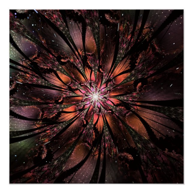 Soft and tenderness fractal fantasy flower poster (Front)