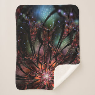 Soft and tenderness fractal fantasy flower  sherpa blanket