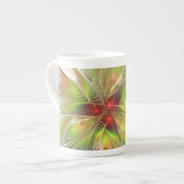 Soft and tenderness fractal fantasy flowers  bone china mug (Front Left)