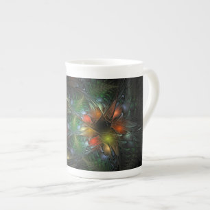 Soft and tenderness fractal fantasy flowers bone china mug