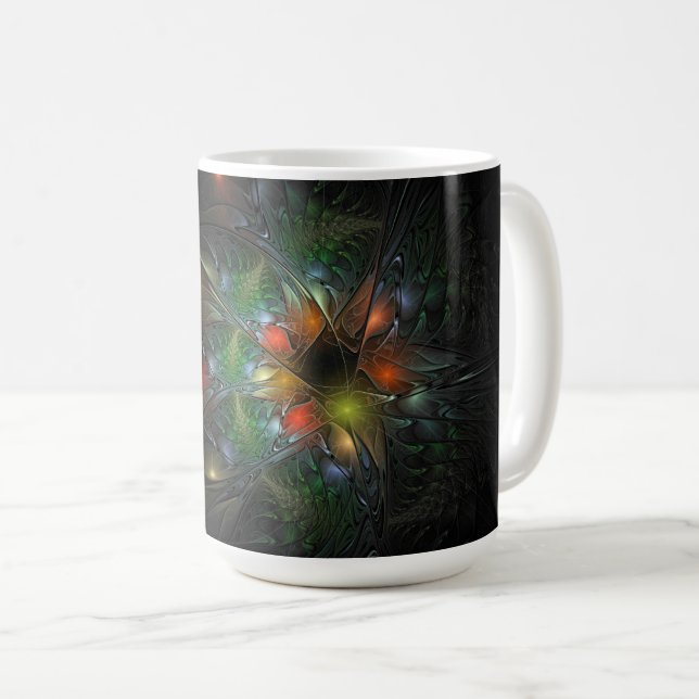 Soft and tenderness fractal fantasy flowers coffee mug (Front Right)