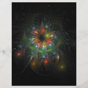 Soft and tenderness fractal fantasy flowers custom letterhead