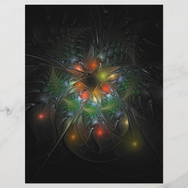 Soft and tenderness fractal fantasy flowers flyer (Front)