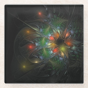 Soft and tenderness fractal fantasy flowers glass coaster