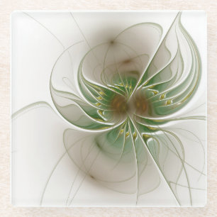 Soft and tenderness fractal fantasy flowers glass coaster