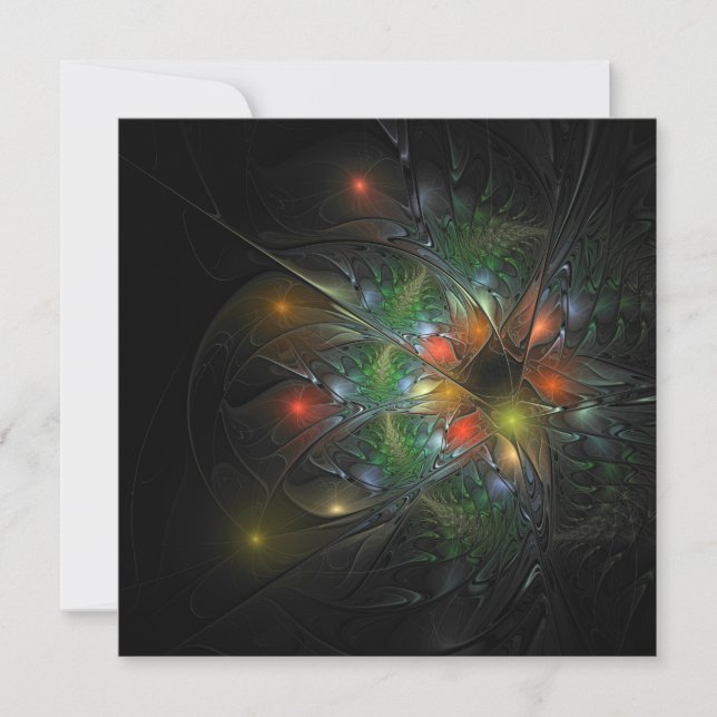 Soft and tenderness fractal fantasy flowers invitation (Front)