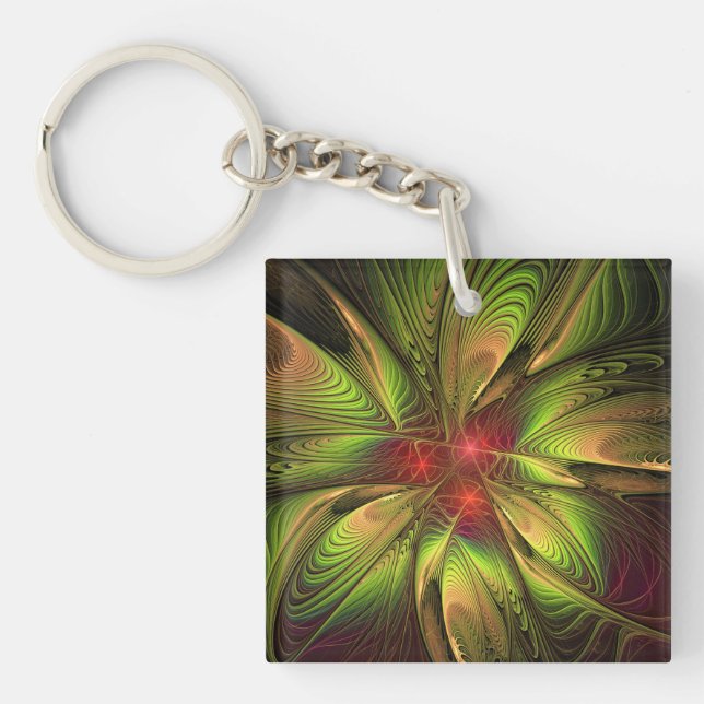 Soft and tenderness fractal fantasy flowers key ring (Front)