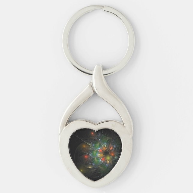 Soft and tenderness fractal fantasy flowers key ring (Front)