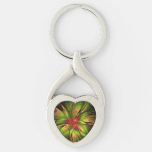 Soft and tenderness fractal fantasy flowers key ring