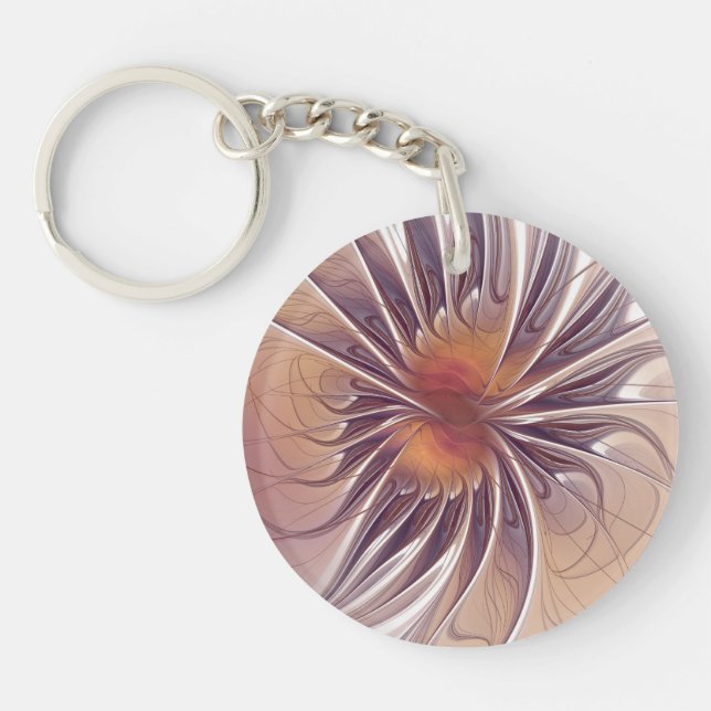 Soft and tenderness fractal fantasy flowers key ring (Front)