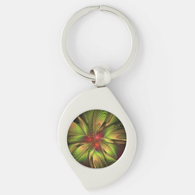 Soft and tenderness fractal fantasy flowers key ring (Front)