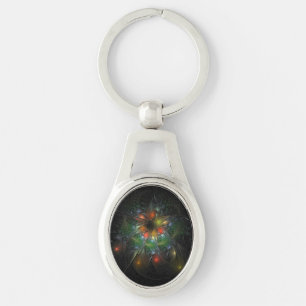 Soft and tenderness fractal fantasy flowers key ring