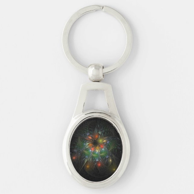 Soft and tenderness fractal fantasy flowers key ring (Front)