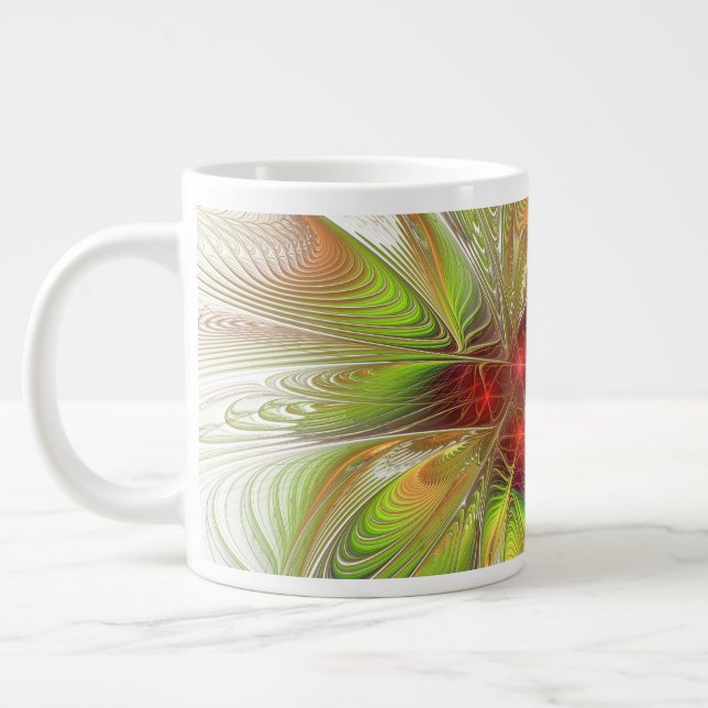 Soft and tenderness fractal fantasy flowers  large coffee mug (Left)