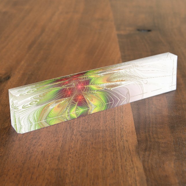 Soft and tenderness fractal fantasy flowers nameplate (Side)
