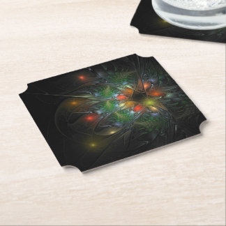 Soft and tenderness fractal fantasy flowers paper coaster