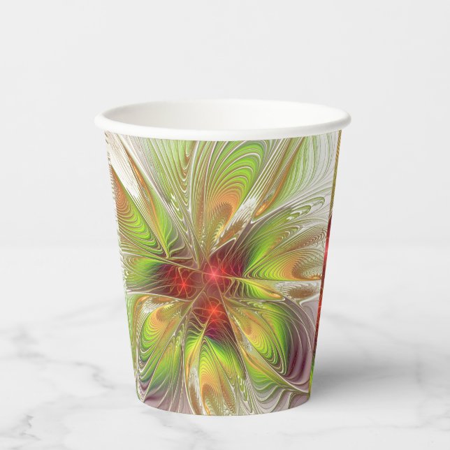 Soft and tenderness fractal fantasy flowers paper cups (Front)