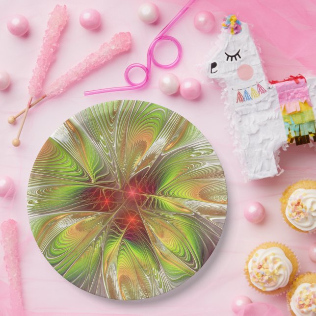 Soft and tenderness fractal fantasy flowers paper plate (Party)