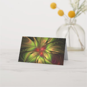 Soft and tenderness fractal fantasy flowers place card