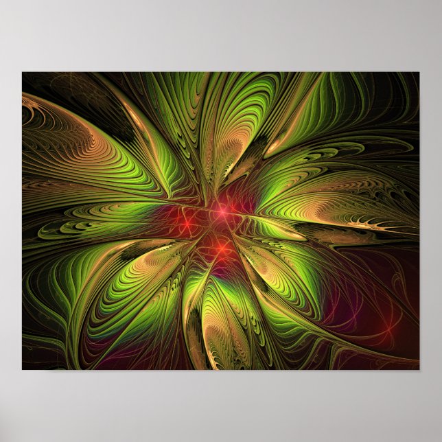 Soft and tenderness fractal fantasy flowers poster (Front)