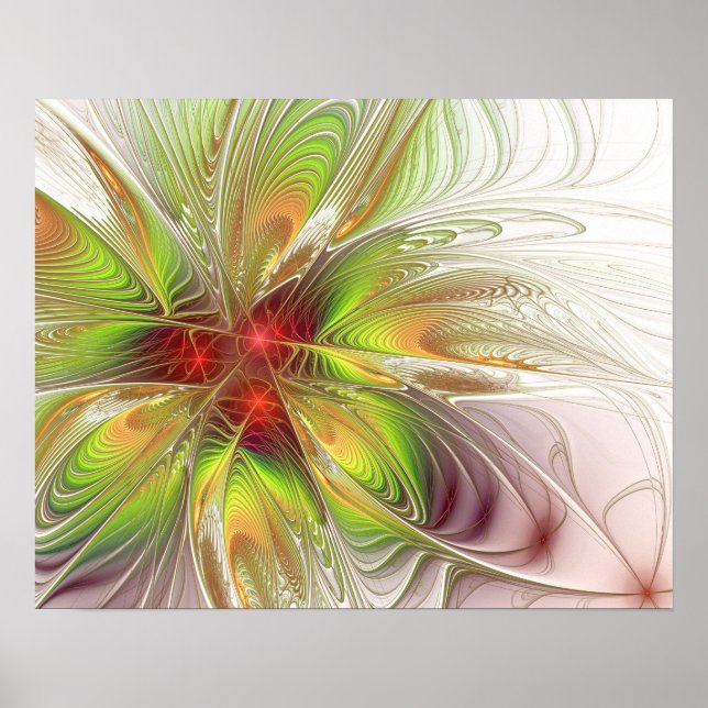 Soft and tenderness fractal fantasy flowers poster (Front)