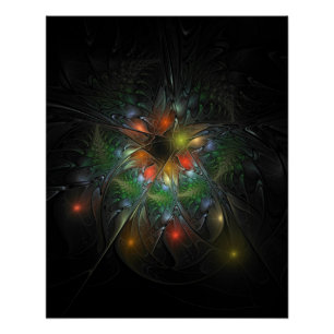 Soft and tenderness fractal fantasy flowers poster
